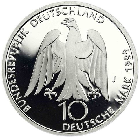 Deutschland 10 DM Silber 1999 PP Johann Wolfgang von Goethe und Weimar I