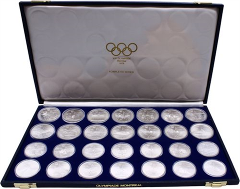 Kanada-14x10+14x5 Dollar-1973-1976-AGstgl-Olymp Montreal 76-Etui