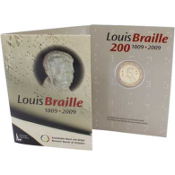 Belgien-2 Euro-2009-bfr-Louis Braille-Coincard