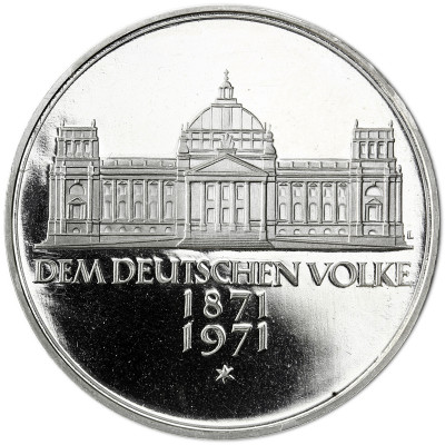 Deutschland 5 DM Silber 1971 PP 100. Jahre Reichsgründung in Münzkapsel