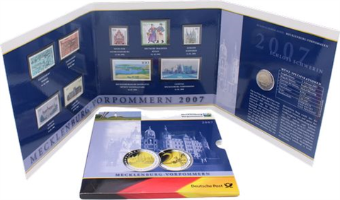 Deutschland-2Euro-Briefmarken-2007-Schloss Schwerin-Folder