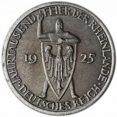 sonderpreis j.322  Weimarer Republik 5 RM 1925  Rheinlande 