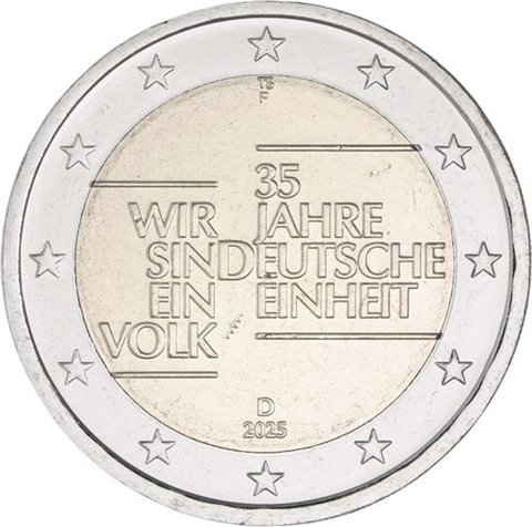 Deutschland-2 Euro-2025-bfr-Deutsche Einheit-Mzz.F-RS