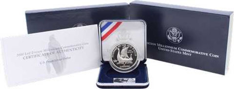 USA-1 Dollar-2000-AGpp-Leif Ericson Millenium-Etui