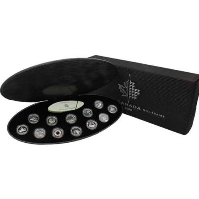Kanada-12x25cents-2000-AG-Millenium Box-Etui