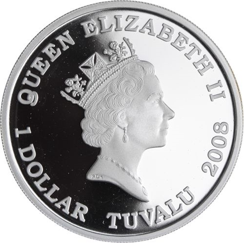 Tuvalu-1 Dollar-2008-AGpp-Octopus-Farbe-RS