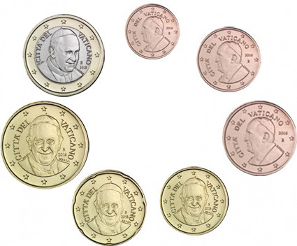 Vatikan 1,88 Euro 2016 bfr. 1 Cent bis 1 Euro lose 