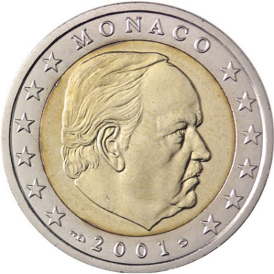 Monaco 2 Euro 2001 bfr. Fürst Rainier III. Grimaldi