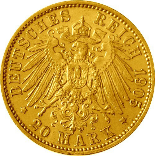  Reichsgoldmünzen » J.268 - Sachsen 20 Mark 1905-1914 ss-vz König Friedrich August III. 
