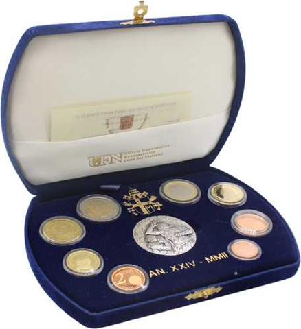 Vatikan-3,88Euro-2002-PP-Kursmünzensatz-Etui-mitOVP