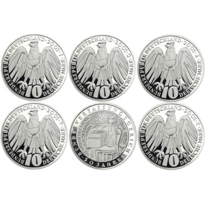 Deutschland-5x10DM-2001-AgPP-Bundesverfassungsgericht-ADFGJ