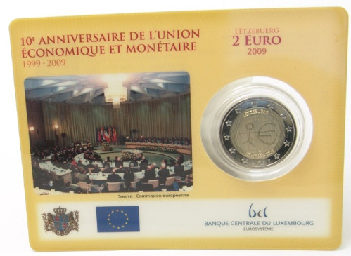 Luxemburg 2 Euro 2009 stgl. CoinCard 10 Jahre WWU/EMU 