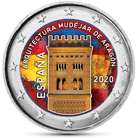 Spanien 2 Euro 2020 bfr. UNESCO Welterbeserie Mudéjar Architektur in Aragón (Teruel) in Farbe