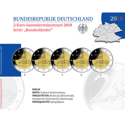 Deutschlande 2 Euro-Satz 2018 Berlin Schloss Charlottenburg PP im Folder