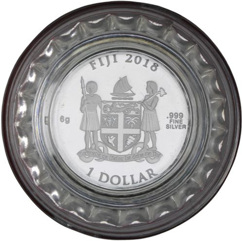 Fiji-1 Dollar-2018-AGpp-Cola Deckel-Etui
