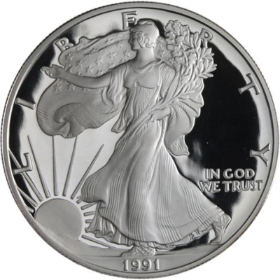 USA-1 Dollar-1991-AGpp-Silver Eagle-RS