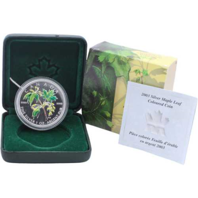 Kanada-5Dollar-2003-AGstgl-Maple Leaf Farbe-Etui