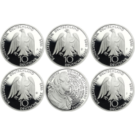 Deutschland-5x10DM-1999-AgPP-JohannWolfgangvonGoethe-MzzADFGJ