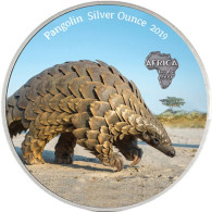 Münze aus Ghana 5 Cedis 2019 Antique Finish Pangolin/Schuppentier in Farbe bestellen