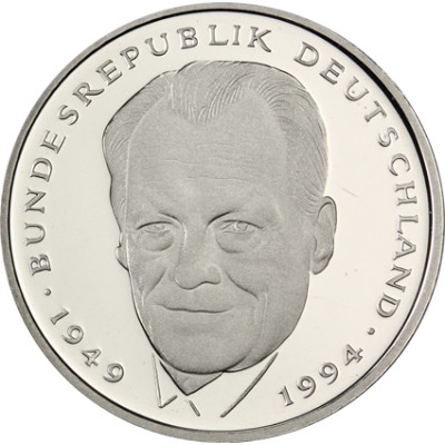 2 DM Muenzen der BRD Willy Brandt 