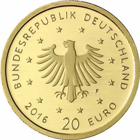 1/8 oz Goldmünze Nachtigall Deutschland 20 Euro 2016 