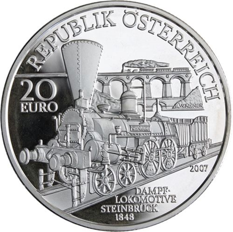 Österreich-6x20Euro-2007-2009-AGpp-Eisenbahn-EtuiI