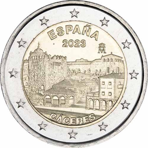 Spanien-2Euro-2023-Altstadt-Caceres-RS