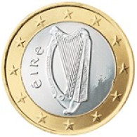 1 Euro Münzen aus Irland und Europa - auch die 2 Euro Münze ein