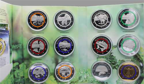 Deutschland-12xMedaille-Stgl-Giganten-Prägung mit Polymer-Ringen-Folder