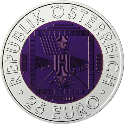 Österreich-25Euro-2005+AgNiob-Fernsehen-RS