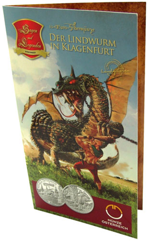 Österreich-10-Euro-2011-Silber-Hgh-Der-Lindwurm-in-Klagenfurt-Folder