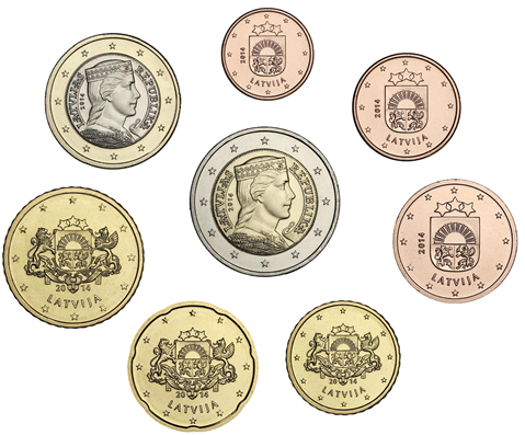 Lettland 1 Cent - 2 Euro 2014