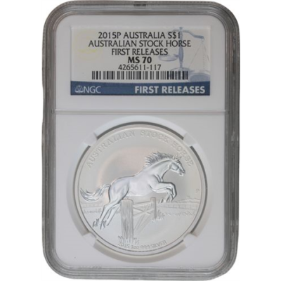 Australien-1Dollar-2015-AgStgl-MS70-Slab-Pferd-RS