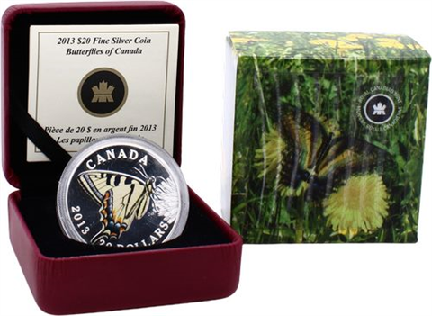 Kanada-20 Dollar-2013-AGpp-Tiger Schmetterling-Farbe-RS