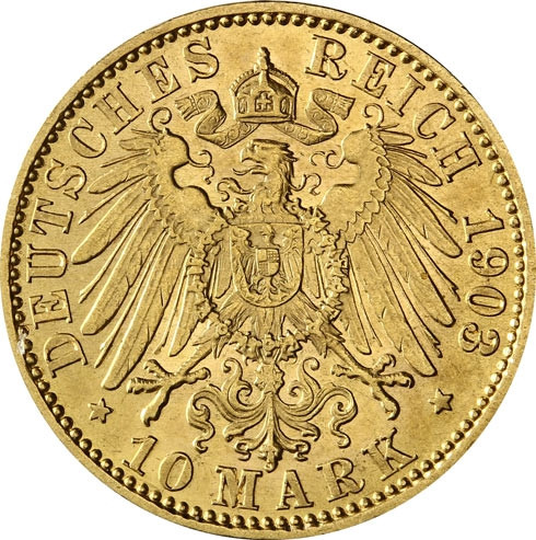 Preussen 10 Mark 1890 bis 1912 König Wilhelm II J.251