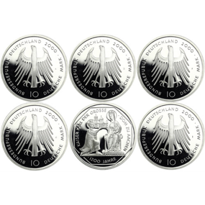 Deutschland-5x10DM-2000-AgPP-KarlderGrosseADFGJRSVS
