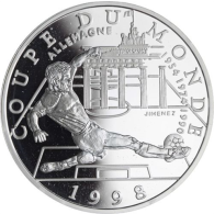 Frankreich-10 Francs-1997-AGpp-World Cup 1998-SchussBrandenburgerTor-RS