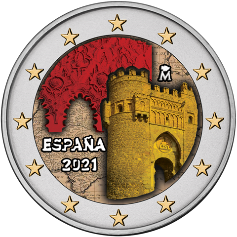 Spanien-2-Euro-2021-bfr-Altstadt-von-Toledo---UNESCO-Serie-I-FARBE-2021T8327 - Spain_2021_2euro_Toledo_KM_KM