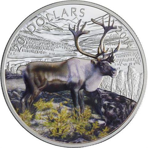 Kanada-20 Dollar-2014-AG-Caribou-Farbe-RS
