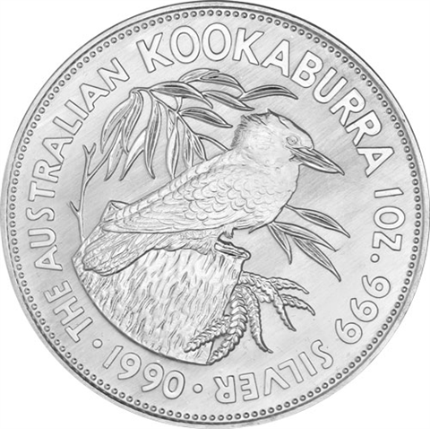Australien-1-Unze-Silber-1990---1-Dollar-Kookaburra-RS