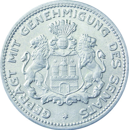 N 35 -  1/100 Verrechungsmarke Hamburger Bank 1923