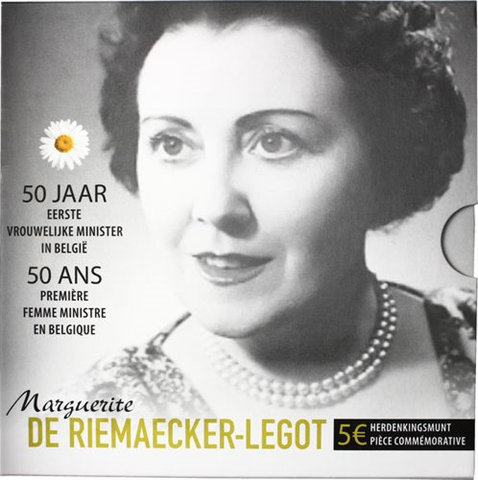 Belgien 5 Euro 2015 PP Marguerite de Riemaecker Legot im Folder geschlossen