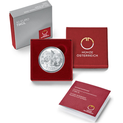 Österreich-10-Euro-2014-Silber-PP-Aus-Kinderhand-Tirol-Etui
