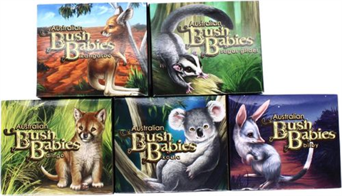 Australien-5x50Cent-2010-2011-AGpp-BushBabies-Farbe-Set