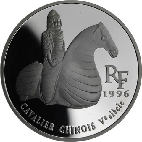 Frankreich-1,5 Euro 10 Francs-1996-AGpp-Chinesischer Reiter-RS