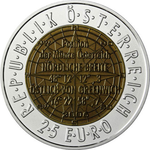 25 Euro Satellitennavigation Silber-Niob Münze Österreich 2006
