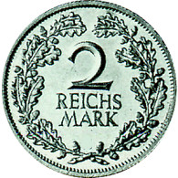 J. 320 Weimar  2 Reichsmark Eichenlaub 1925-26 Silber Sonderpreis