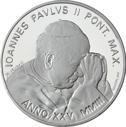 Vatikan 5 und  10 Euro 2003 PP Rosenkranzjahr und 25. Pontifikatsjahr Johannes Paul II