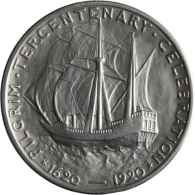 USA-HalfDollar-50centsilber-1920vz-MassaschusettsPilgerväter-RS