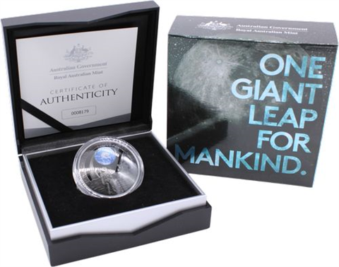Australien-5 dollar-2019-AGpp-Moon landing-Mond landung-Etui